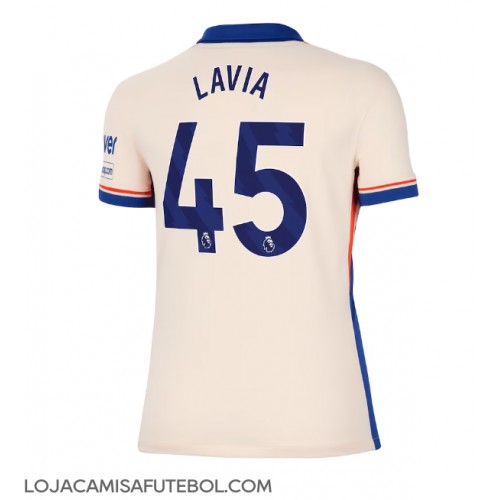 Camisa de Futebol Chelsea Romeo Lavia #45 Equipamento Secundário Mulheres 2024-25 Manga Curta